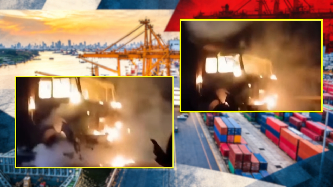 চট্টগ্রাম বন্দর থেকে নেওয়া বিপজ্জনক রাসায়নিকবাহী কাভার্ড ভ্যানে আগুন